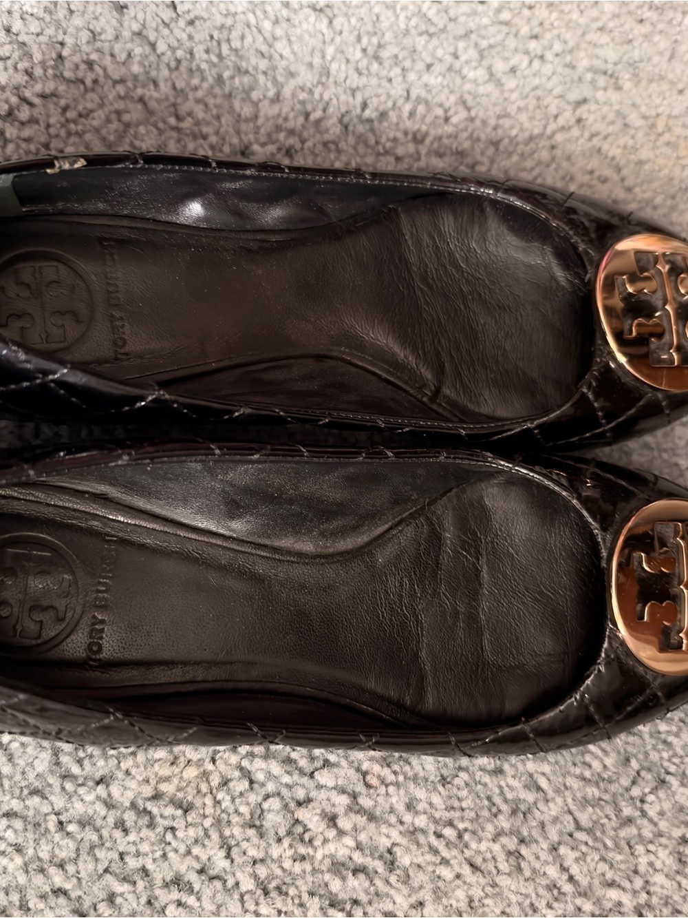 Tory Burch Black Quilted Leather Loafers with Gold Logo Medallion